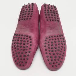 Pre Owned حذاء لوفرز تودز غومينو جلد نوابك أرجواني برباط مقاس 36.5