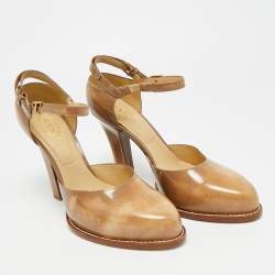 Pre Owned Tod's Size 40 Beige Glossy Leather D'orsay Pumps