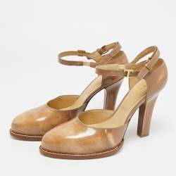 Pre Owned Tod's Size 40 Beige Glossy Leather D'orsay Pumps