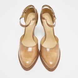 Pre Owned Tod's Size 40 Beige Glossy Leather D'orsay Pumps