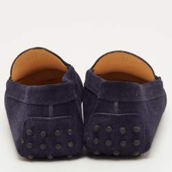 Pre Owned حذاء لوفرز تودز غومينو جلد نوابك أرجواني برباط مقاس 36.5