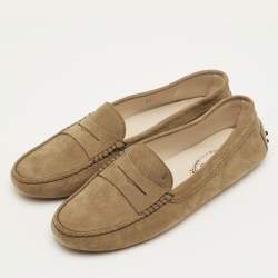 مملوكة مسبقًا حذاء لوفرز تودز غومينو جلد شامواه بني سليب أون مقاس 36.5