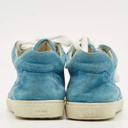 Pre Owned Tod's Size 38 Blue Suede High Top Sneakers