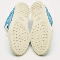 Pre Owned Tod's Size 38 Blue Suede High Top Sneakers
