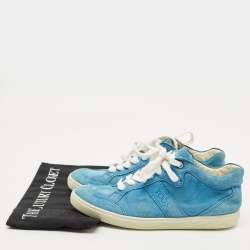 Pre Owned Tod's Size 38 Blue Suede High Top Sneakers
