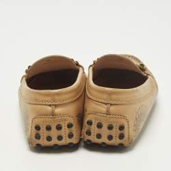 Pre Owned Tod's Double T Size 36 Beige Tattoo Dragon Print Leather Slip On Loafers