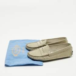 مملوكة مسبقًا Tod's Gommino Size 34 Gold Glitter Driver Loafers