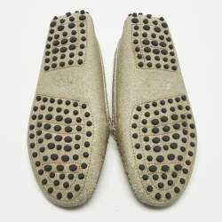 مملوكة مسبقًا Tod's Gommino Size 34 Gold Glitter Driver Loafers