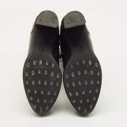 مملوكة مسبقًا حذاء بوت تودز منتصف ساق هايكينغ كعب عريض أربطة جلد أسود مقاس 38.5