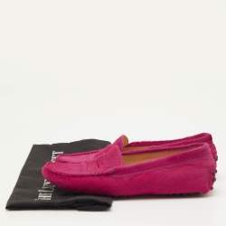 Pre Owned حذاء لوفرز تودز سويدي فيروزي بمقدمة مفتوحة مقاس 38