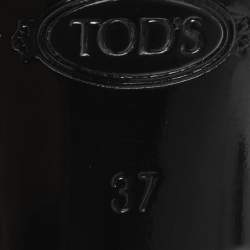 مملوكة مسبقًا حذاء كعب عالي تودز جلد براءات اختراع أبيض بتفاصيل مقطعة بمقدمة مفتوحة مقاس 37