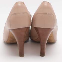 Pre Owned Tod's Size 37 Beige Cutout Patent Leather Peep Toe Pumps