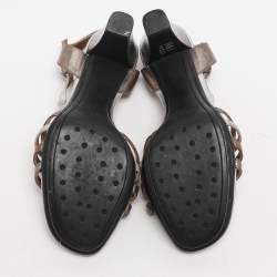 Pre Owned Tod's Size 37.5 Metallic Leather T-Strap Sandals