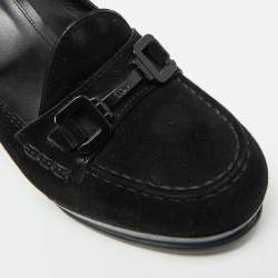 Pre Owned حذاء كعب عالي تودز جلد برغندي براءة و سويدي شرابة قوس مقاس 38.5