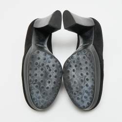 Pre Owned حذاء كعب عالي تودز جلد برغندي براءة و سويدي شرابة قوس مقاس 38.5