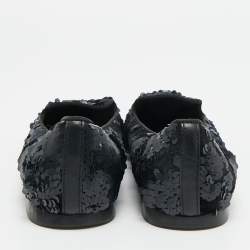 مملوكة مسبقًا حذاء سموكينغ تودز جلد القطيفة والترتر أسود مقاس 38.5