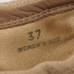 مملوكة مسبقًا حذاء باليرينا فلات تودز مقدمة مجعدة جلد براءات اختراع وشامواه بيج/أصفر مقاس 38.5