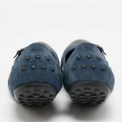 مملوكة مسبقًا Tod's Size 37.5 Two Tone Patent Leather and Suede Buckle Detail Scrunch Ballet Flats