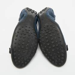 مملوكة مسبقًا Tod's Size 37.5 Two Tone Patent Leather and Suede Buckle Detail Scrunch Ballet Flats