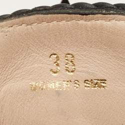 Pre Owned Tod's Size 38 Black Suede Tassel Fringe Mules