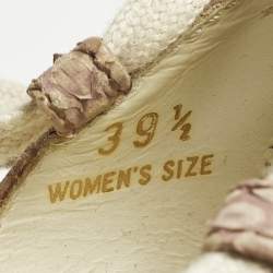 Pre Owned Tod's Size 39.5 Grey Canvas and Python Leather Wedge Pumps