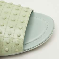 Pre Owned Tod's Size 37 Mint Green Patent Leather Studded Flat Sandals