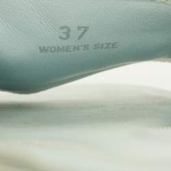 Pre Owned Tod's Size 37 Mint Green Patent Leather Studded Flat Sandals