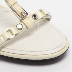 Pre Owned صندل تودز جلد لامع كريم بحزام حول الكاحل مقاس 37