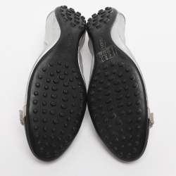 مملوكة مسبقًا حذاء باليرينا تودز جلد لامع و جلد فضي/أسود مقاس 35