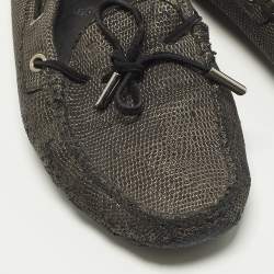 Pre Owned Tod's Size 41 Two Tone Nubuck Leather Bow Loafers