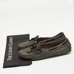 Pre Owned Tod's Size 41 Two Tone Nubuck Leather Bow Loafers