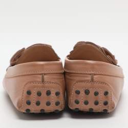 Pre Owned حذاء لوفرز تودز غوميني مزين بالزهور جلد زهري مقاس 39