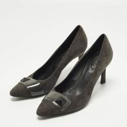 Pre Owned Tod's Size 41 Grey Suede Stud Embellished Pumps