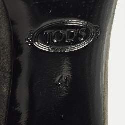 Pre Owned Tod's Size 41 Grey Suede Stud Embellished Pumps