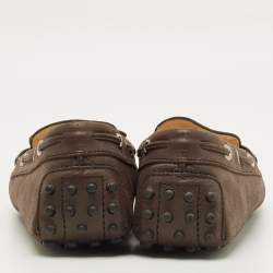 Pre Owned Tod's Bow Size 41 Dark Brown Leather Slip On Loafers