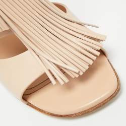 مملوكة مسبقًا Tod's Fringe Detail Size 37 Pink Leather Slingback Sandals