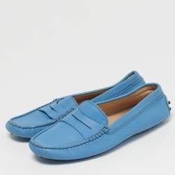 Pre Owned Tod's Gommino Size 38.5 Blue Suede Loafers