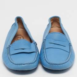 Pre Owned Tod's Gommino Size 38.5 Blue Suede Loafers