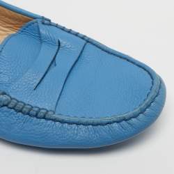 Pre Owned Tod's Gommino Size 38.5 Blue Suede Loafers