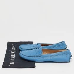 Pre Owned Tod's Gommino Size 38.5 Blue Suede Loafers