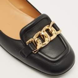 مملوكة مسبقًا Tod's Size 36 Black Leather Chain Detail Ballet Flats