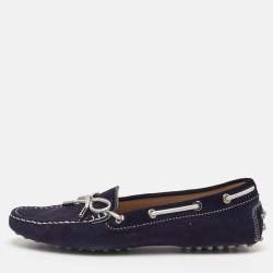 مملوكة مسبقًا Tod's Gommino Size 38.5 Navy Blue Suede Loafers