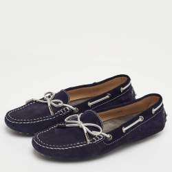 مملوكة مسبقًا حذاء لوفر تودز سويدي أزرق كحلي ربطة مقاس 36