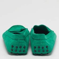 Pre Owned Tod's Gommino Size 39.5 Green Suede Loafers