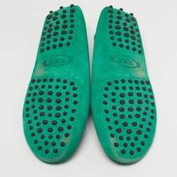 Pre Owned Tod's Gommino Size 39.5 Green Suede Loafers