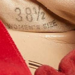 Pre Owned Tod's Cherry Size 38.5 Red Suede Ankle Wrap Scrunch Ballet Flats