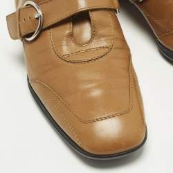 Pre Owned حذاء لوفرز تودز مونك ستراب جلد بني مقاس 39