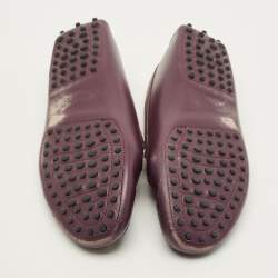 Pre Owned Tod's Size 38.5 Purple Leather Penny Slip On Loafers
