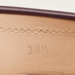 Pre Owned Tod's Size 38.5 Purple Leather Penny Slip On Loafers