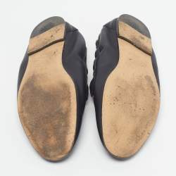 Pre Owned Tod's Double T Size 36.5 Black Leather Loafers